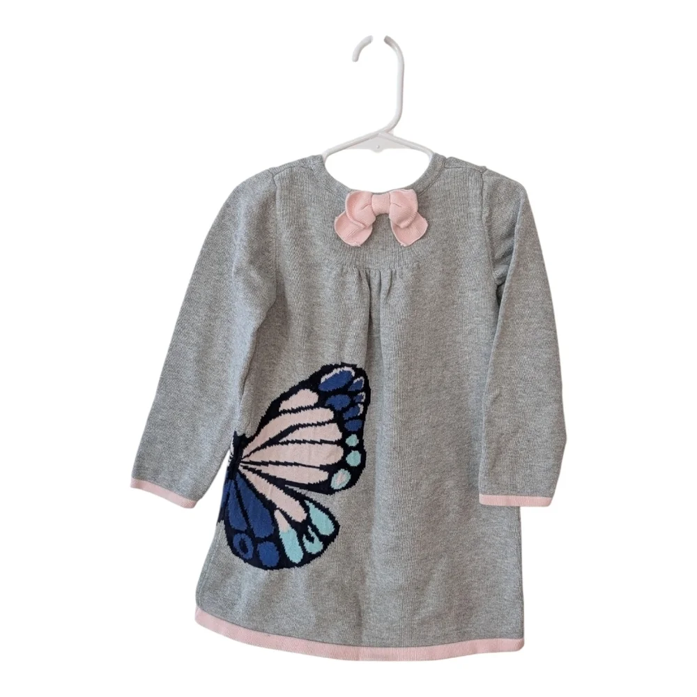 Gymboree Girls Gray Knit Dress with Butterfly Detail Size 5T